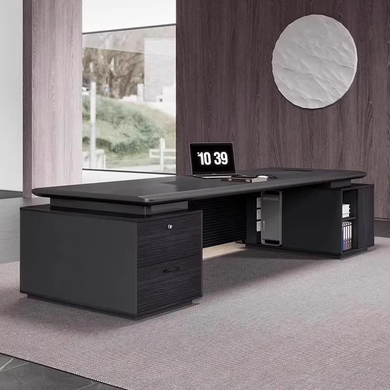 Strong Black Executive Office Desk Drawers Manager Modern Cheap Computer Desk Study Adjustable Bureau Tafel Work Station Table