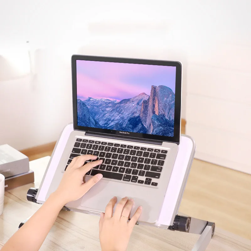 Aluminum Alloy Portable Folding Desk Bed Table Stand Ergonomic Notebook Laptop Computer Mount Holder for 11-17 Inch Notebook PC