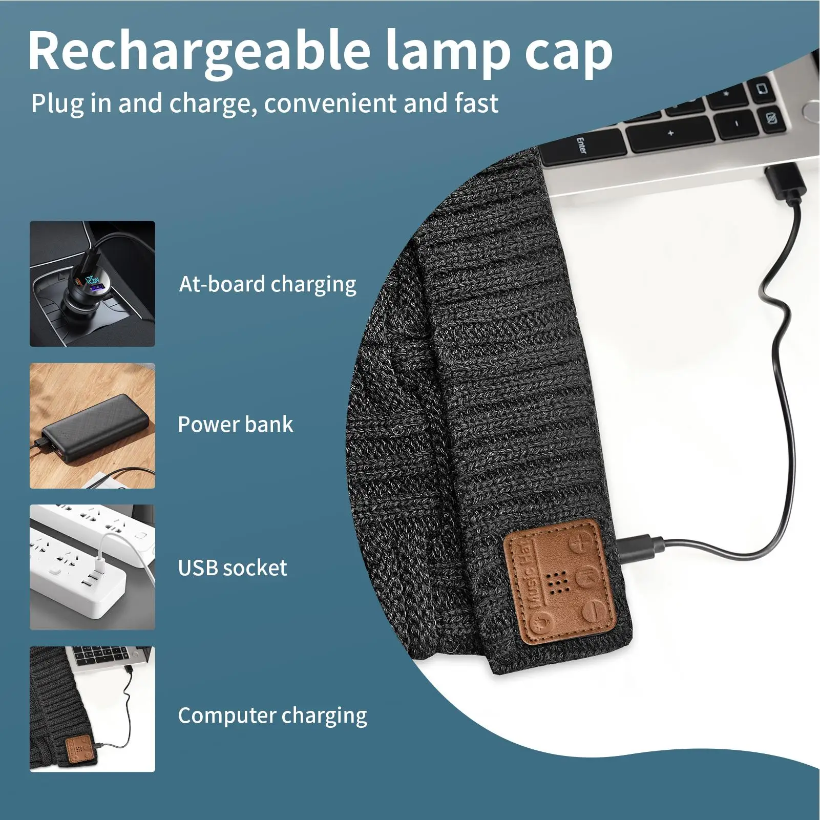 

Зимняя шапка с наушниками, перезаряжаемая от USB ветрозащитная зимняя шапка, вязаная шапка с наушниками для рыбалки, езды на велосипеде, прогулок с собакой