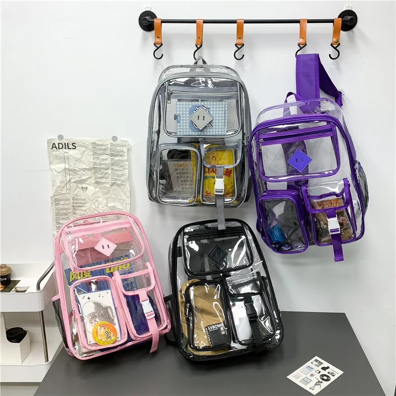 New Transparent Backpack PVC Backpack for Outdoor Fitness Waterproof Large Capacity Small Middle and High School Grade Backpack