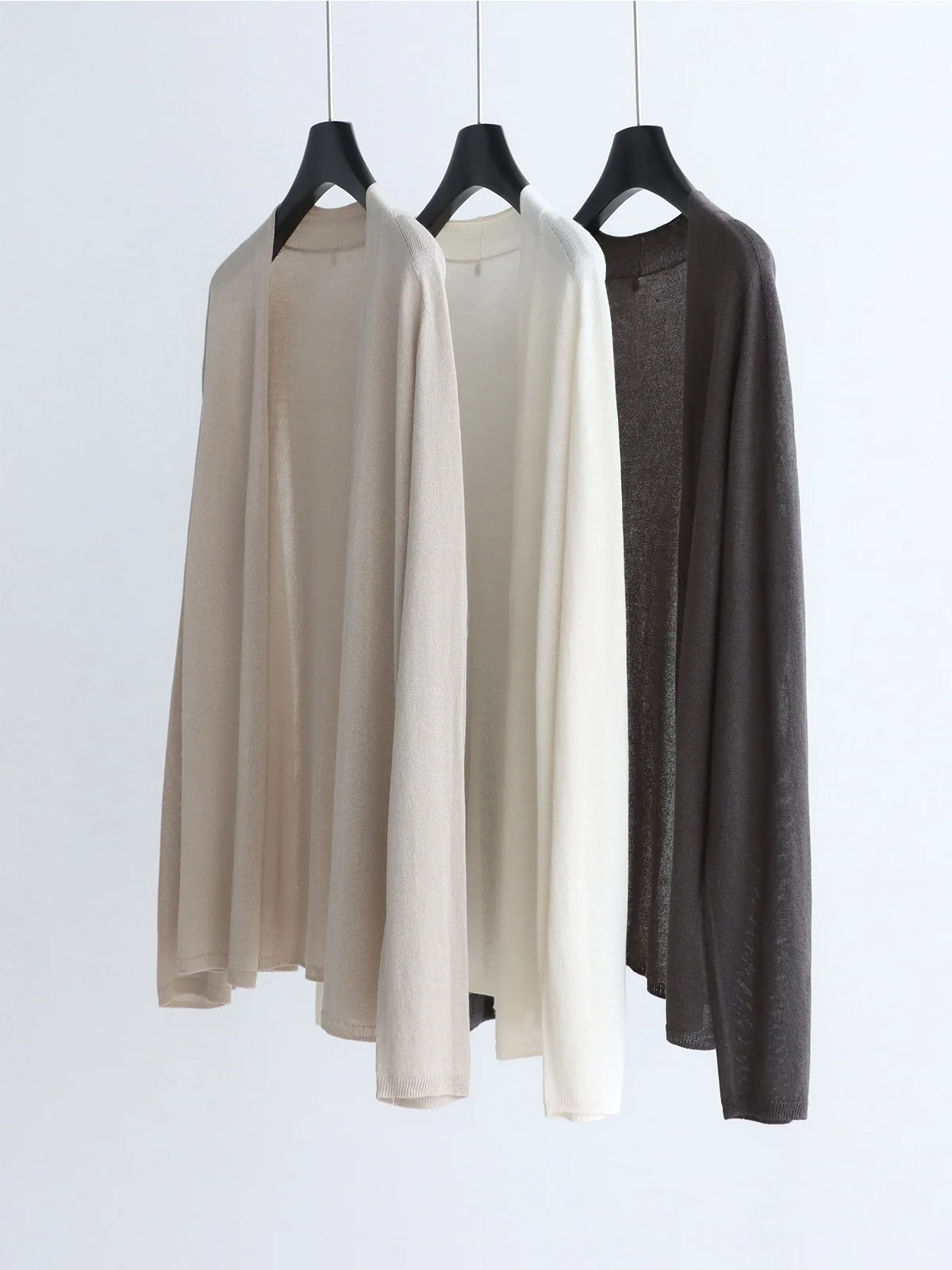 

Dave&di Extremely Simple And Paper Gauze Buttonless Cardigan Summer Lazy Long Sleeved Knitted Shirt Thin Shawl Sun Protection