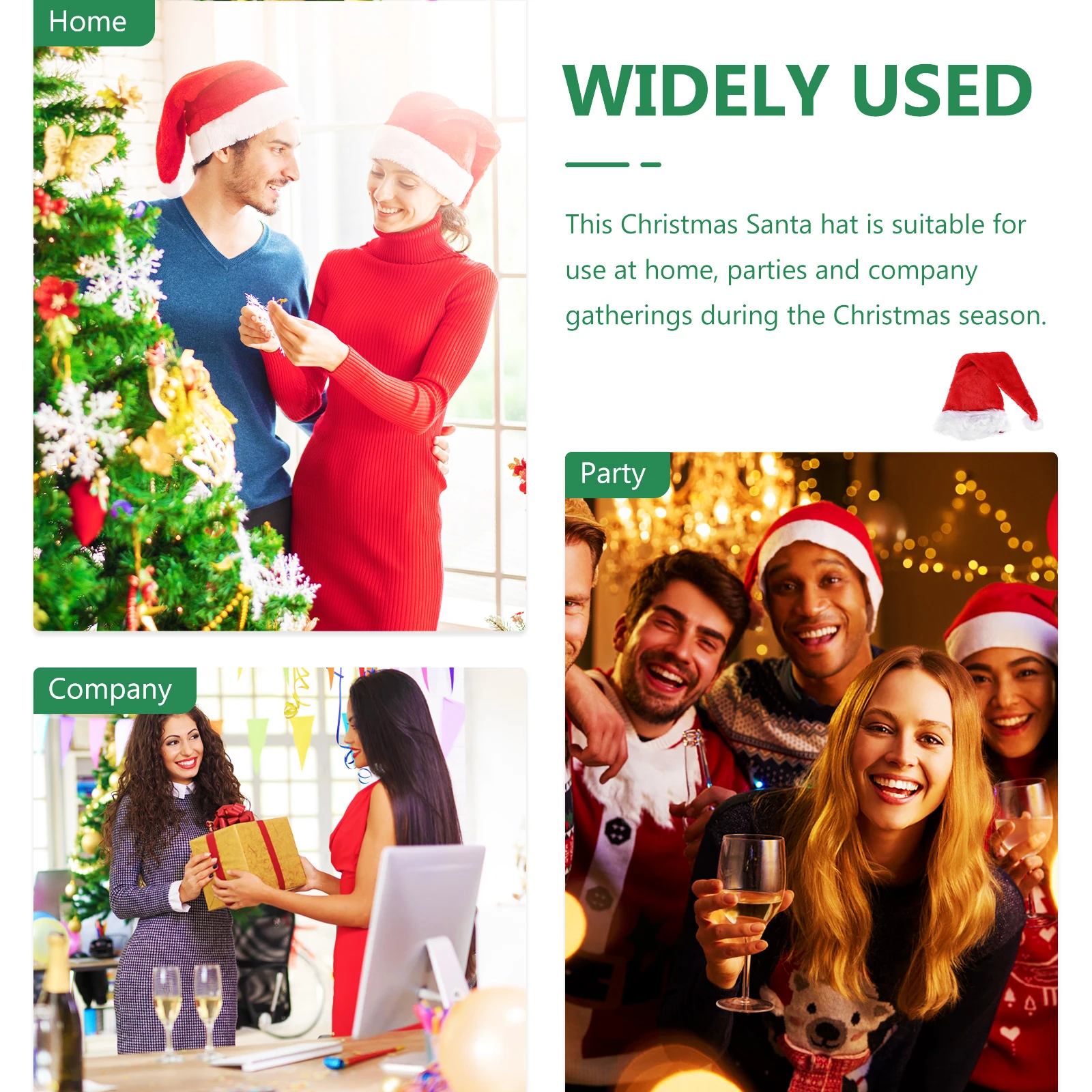 

Christmas Santa Hat Double Layer Thickened Warm Classic Xmas Party Headwear Christmas Decoration Santa Claus Cap