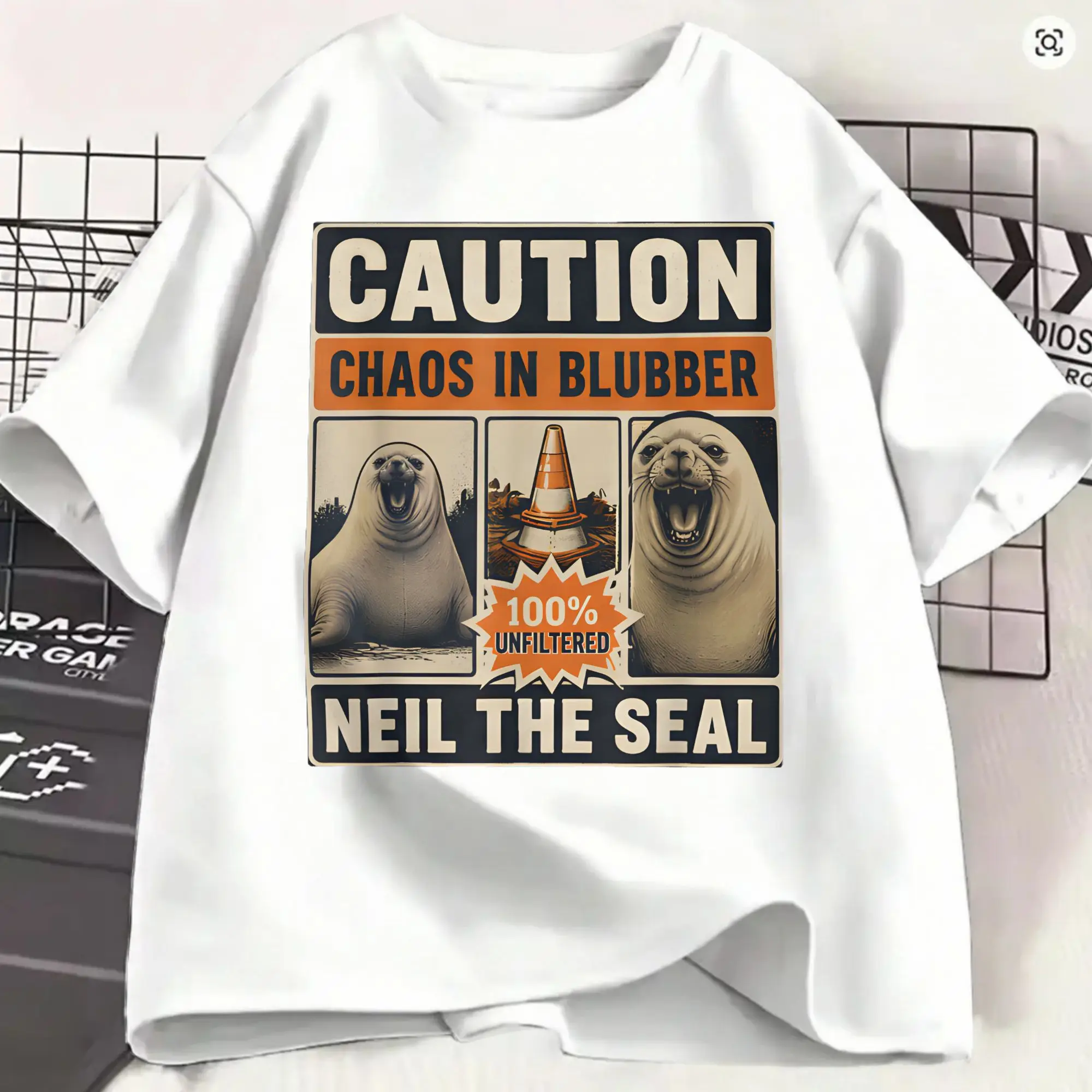 Men T-Shirt Neil the Seal  Novelty Pure Cotton Tees Short Sleeve  T Shirts Crew Neck Clothing Plus Size