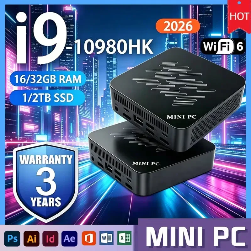 New Mini PC Intel Core I9-10980HK | 16GB/32GB DDR4 RAM 1TB/2TB M.2 SSD 4K UHD Triple Display Gaming Office Mini Desktop Computer