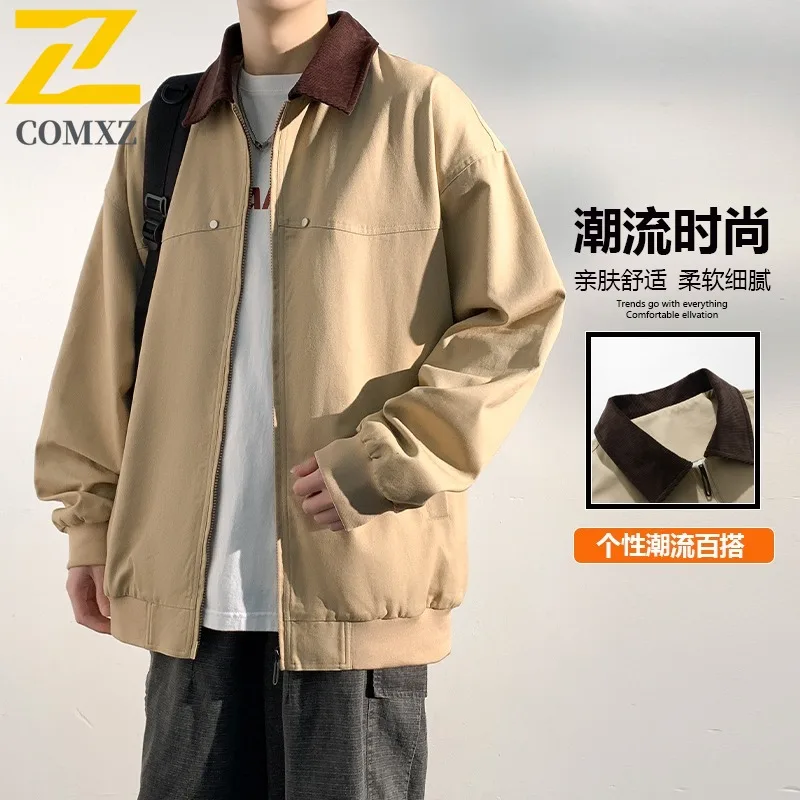 

COMXZ Men Windbreaker Jacket 2025 Classic Outdoor Camping Cycling Comfortable Loose Travel Outerwear Trendy Walking Fishing Coat