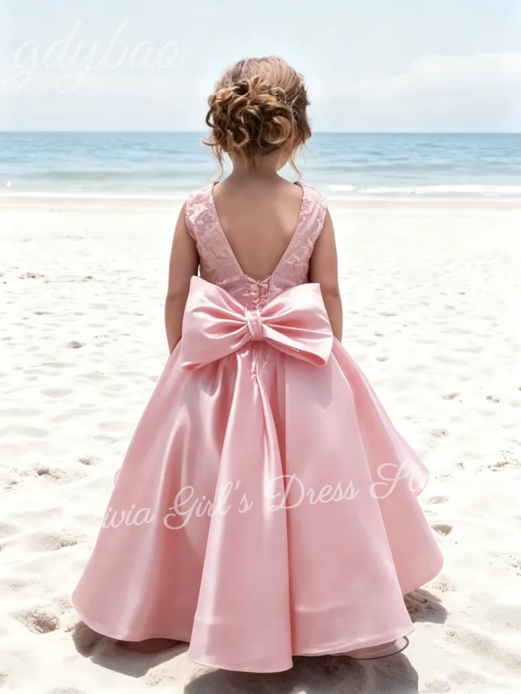 Vestido de niña azul marino con estampado floral y apliques, corte asimétrico, para boda, fiesta de cumpleaños infantil, princesa, primera comunión