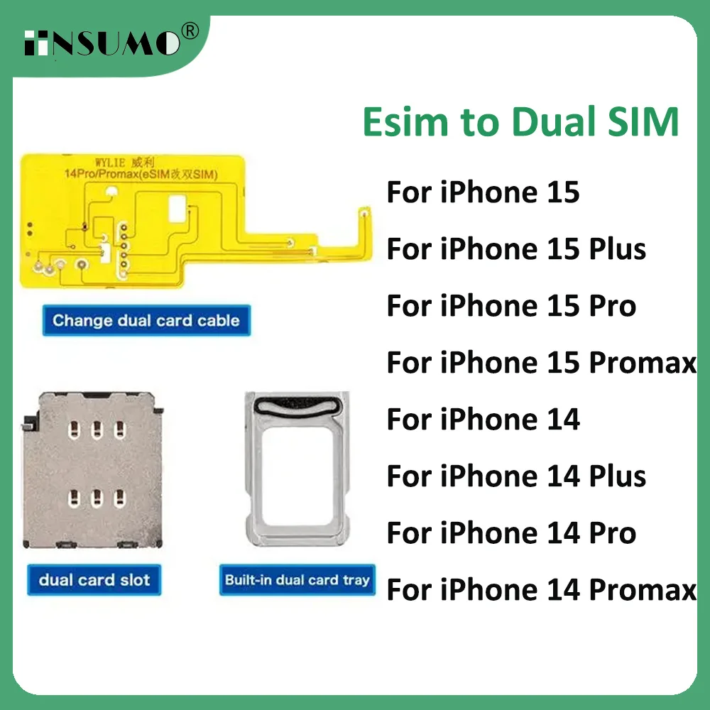 

WYLIE New Dual Card to Dual Single Card Cable for iPhone 15 14 plus pro max Esim to Dual SIM Need Separation No Damage Flex