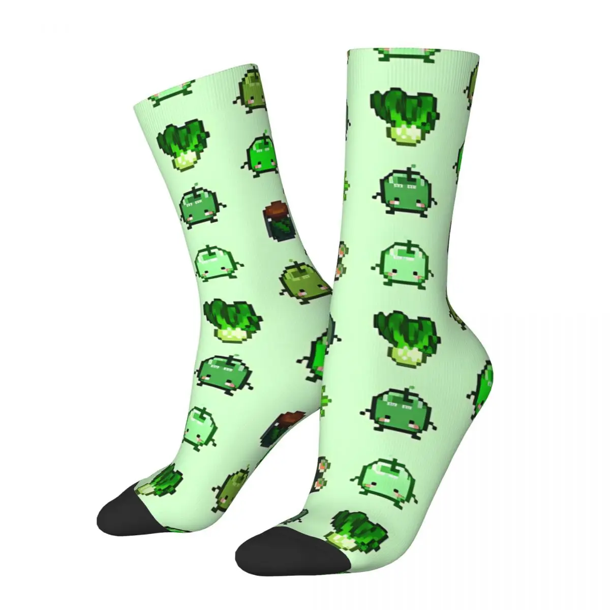 Funny Happy Green Junimo Set Men's Socks Retro Harajuku Stardew Valley Hip Hop Novelty Pattern Crew Crazy Sock Gift Printed