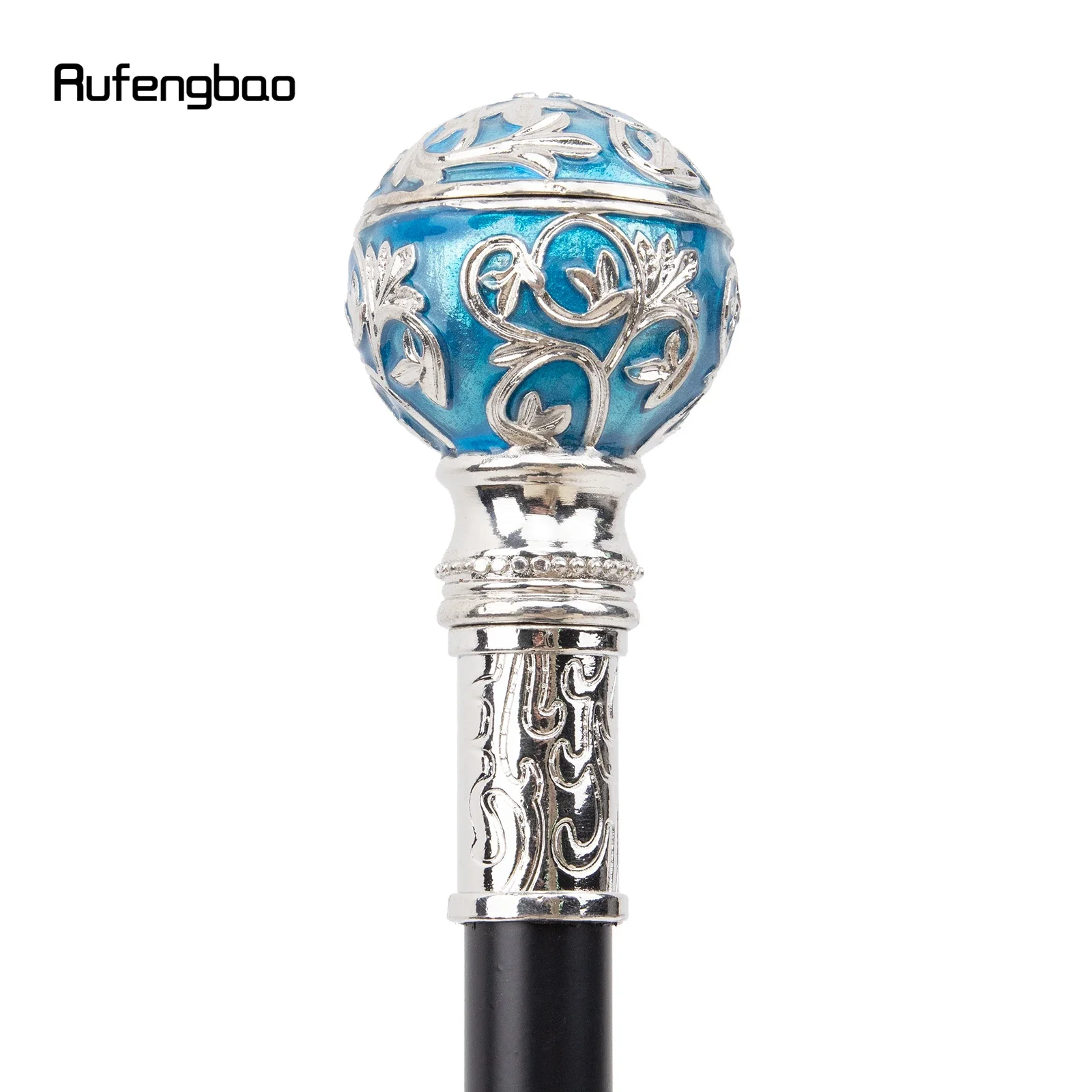 Blue White Flower Ball White Walking Cane Fashion decorativo Walking Stick Gentleman elegante Cosplay Cane manopola Crosier 90cm