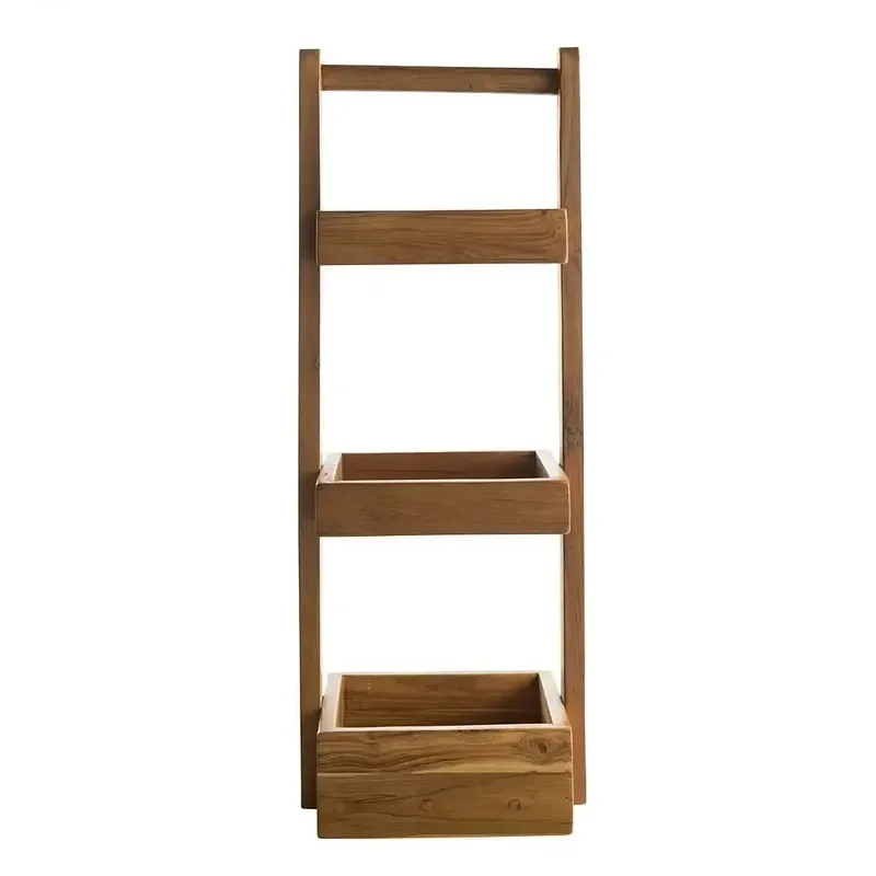 Custom Wall Mounted Wooden Triple Shelf Teak Bracket