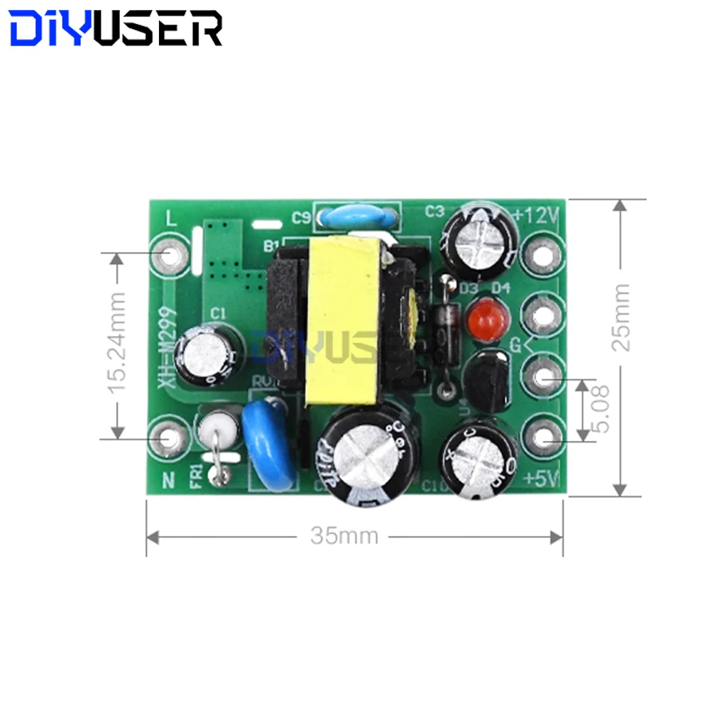 AC-DC Power Supply Module 110V-220V to 5V 12V Dual Output Isolated Converter 100mA 500mA for Ardniuo DIY Projects