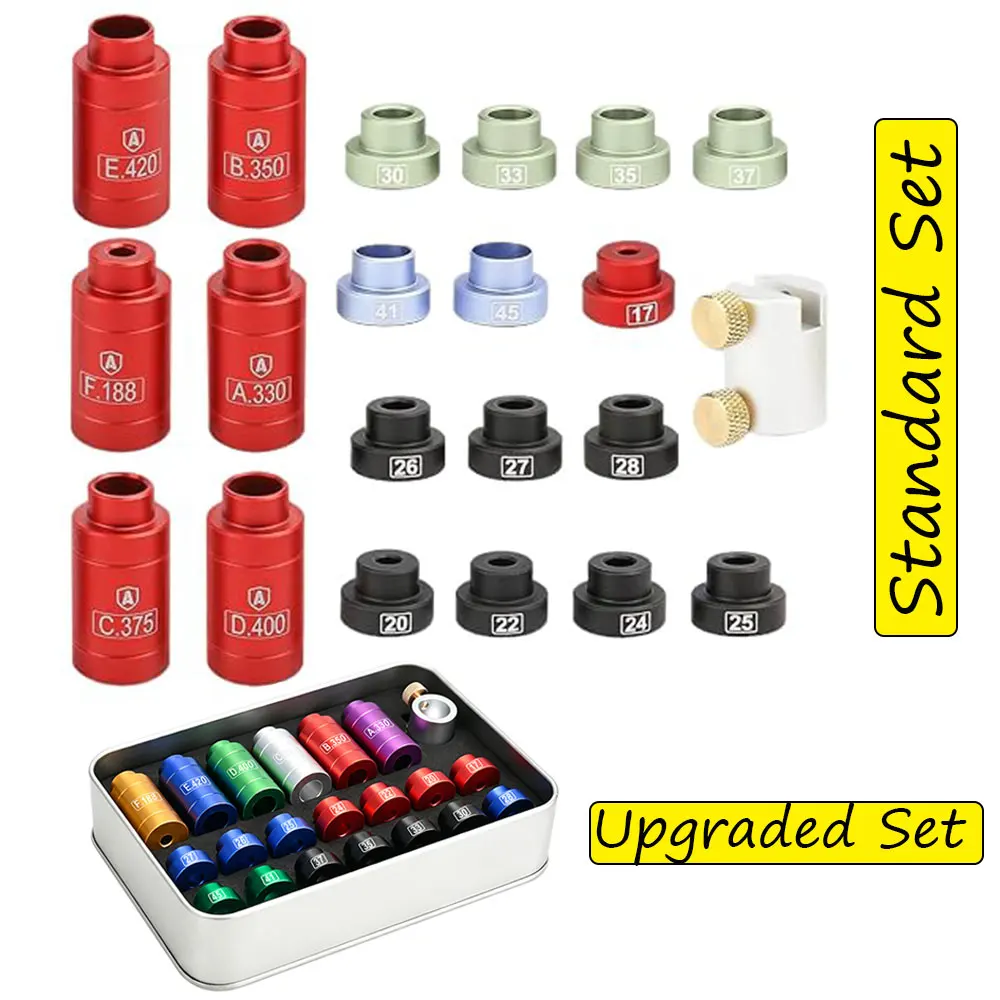2 Styles Bullet Ogive Comparator Kit 14 Inserts 6 Bushings Precision Reloading Measuring Tool Aluminum Alloy with Storage Box