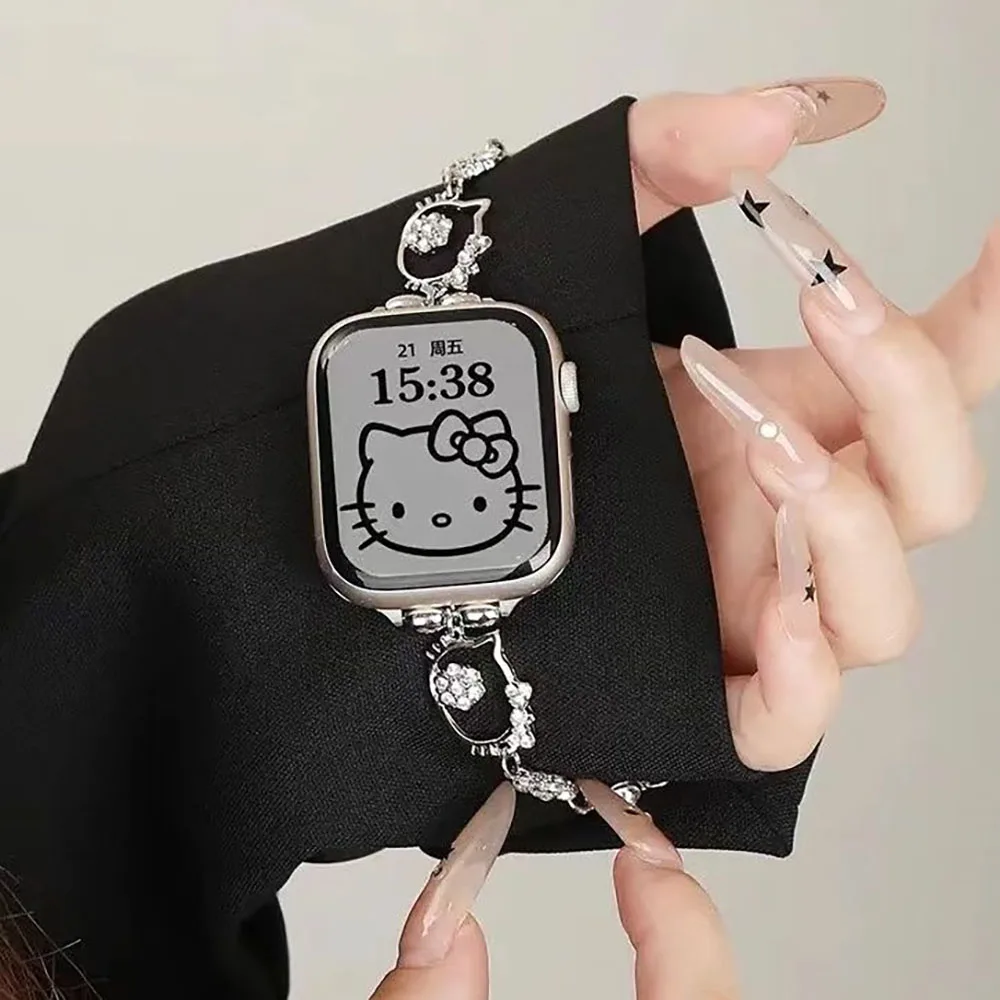 

Ремешок для часов с блестками Hello Kitty Advanced Sense, подходит для Iwatch 7/6/5Se 38/40/42/45 мм, подарок на день рождения