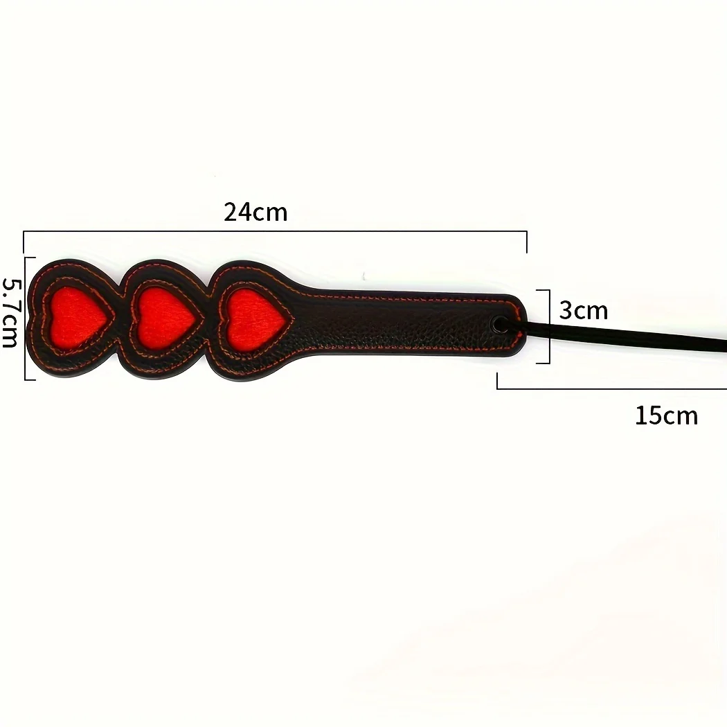 Paleta de azotes de cuero con tres palas en forma de corazón, BDSM, juegos sexuales para adultos, juguetes para parejas y mujeres, coqueteo