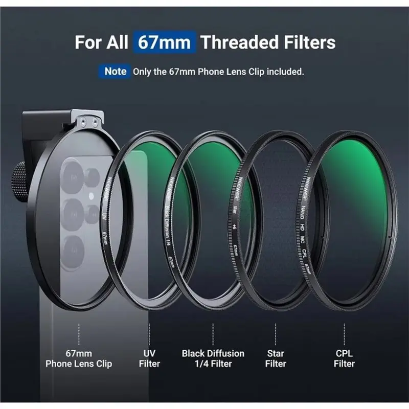 B03B-Cold Shoe Mount 67Mm Phone Filter Clip For Iphone17 16 Pro/Pro Max Android S26 Ultra Lens Accessories view 5
