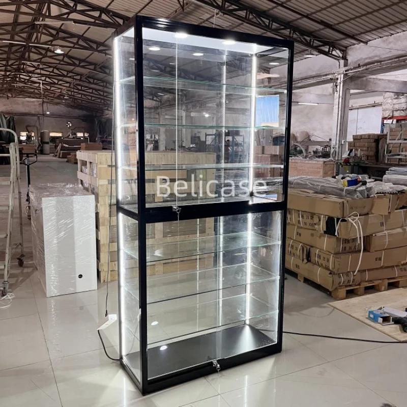 2025customized. factory sale spotlight jewelry shop cabinet frame wall display glass display showcase retail display wi