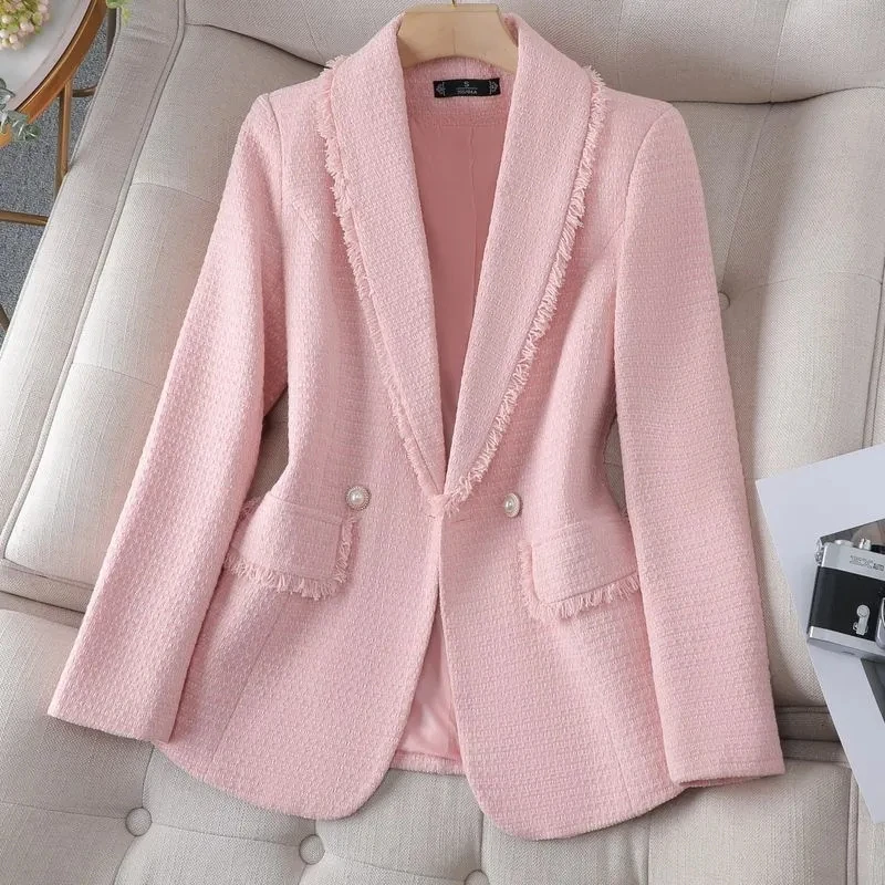 Weißer Xiaoxiangfeng-Blazer für Damen, 2025, neuer High-End-Tweed-Anzug mit Top-Temperament