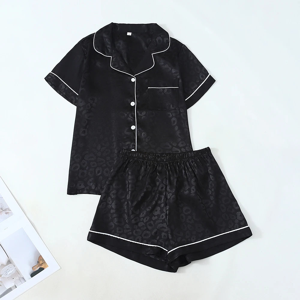 

2 шт., женские летние пижамы, стильный простой дизайн, повседневная свободная домашняя одежда, летняя дышащая ночная рубашка, рубашка с лацканами, шорты, наряд