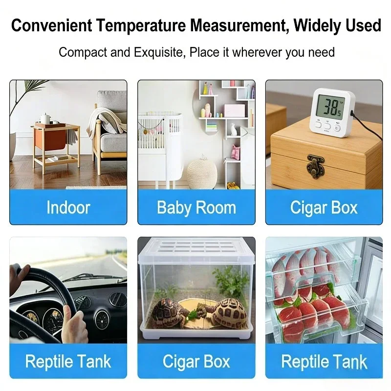 4PCS Mini Solar Electronic Thermometer Hygrometer High Accuracy Portable Silent for Car Home Kitchen Temperature Monitor