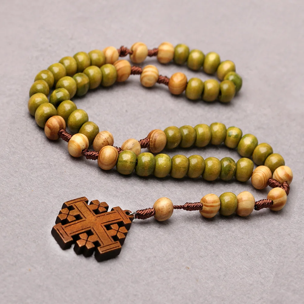 Exquisite jewelry woven rosary wooden cross gift cross pendant foreign trade jewelry daily wear gift first choice
