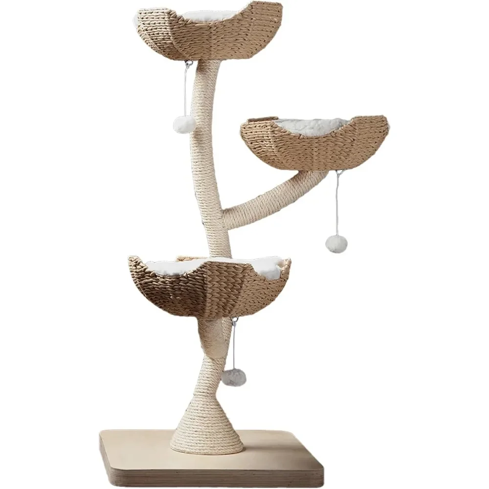 

The Sanctuary Cat Tree - Luxury Cat Condo, Large Modern Indoor Tower with 3 Faux Fur Beds, Scratching Posts, and Toys for Cats,