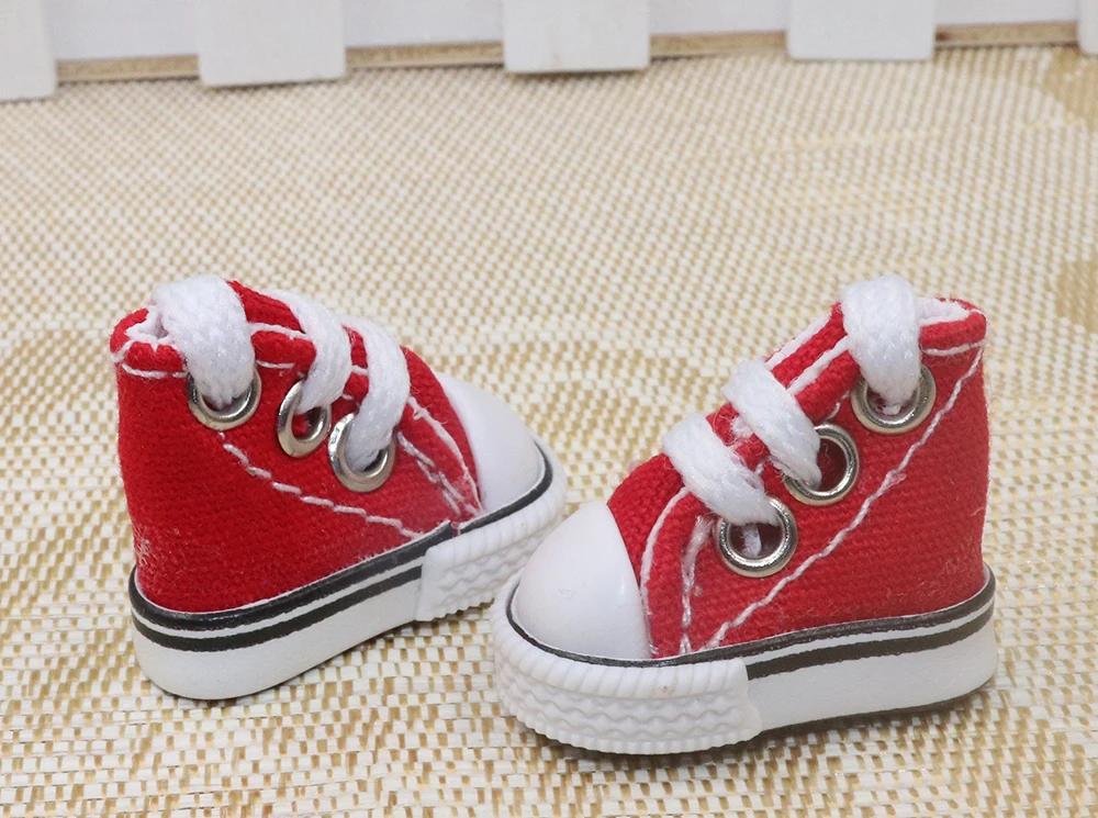 Puppenschuhe 3,5 cm * 2 cm * 3 cm für Bryc-Puppen Mini flache Canvas-Turnschuhe für 1/8 16 cm 6 Zoll BJD Finger-Tanzschuhe Spielzeug – Detail 18