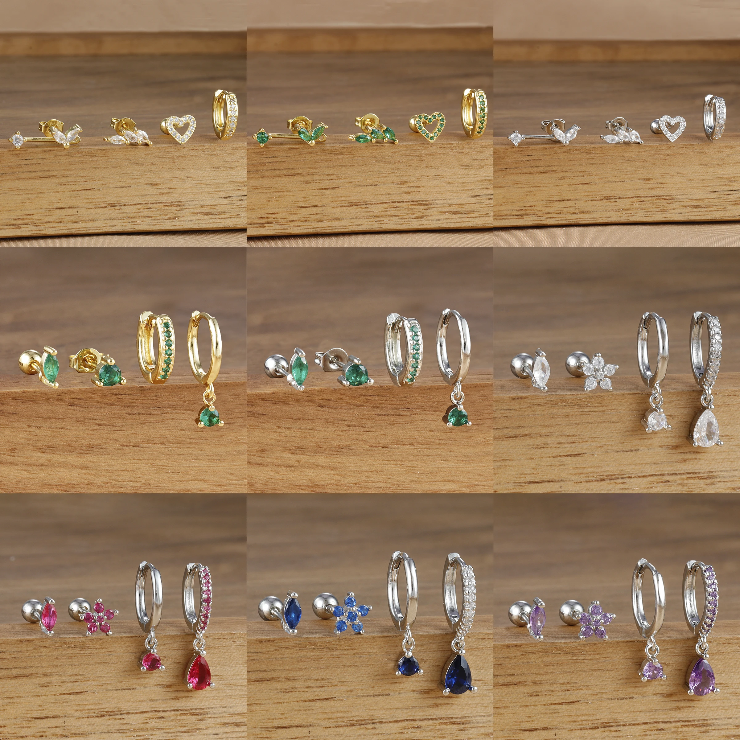 4PCS New Stainless Steel Zircon Gold Color Hoop Earrings Set for Women Small Stackable Elegant Cartilage Piercing Jewelry aretes