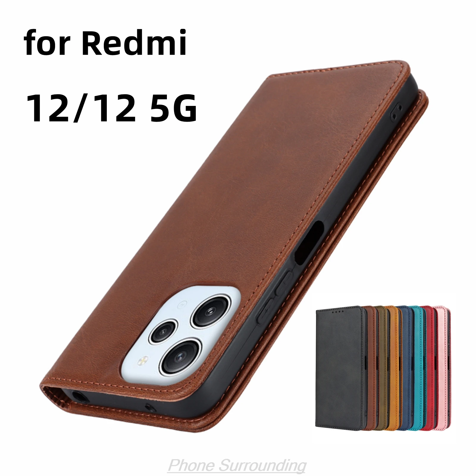

Leather case for Xiaomi Redmi 12 / Redmi12 5G Flip case card holder Holster Magnetic attraction Cover Case Redmi 12 Wallet Case