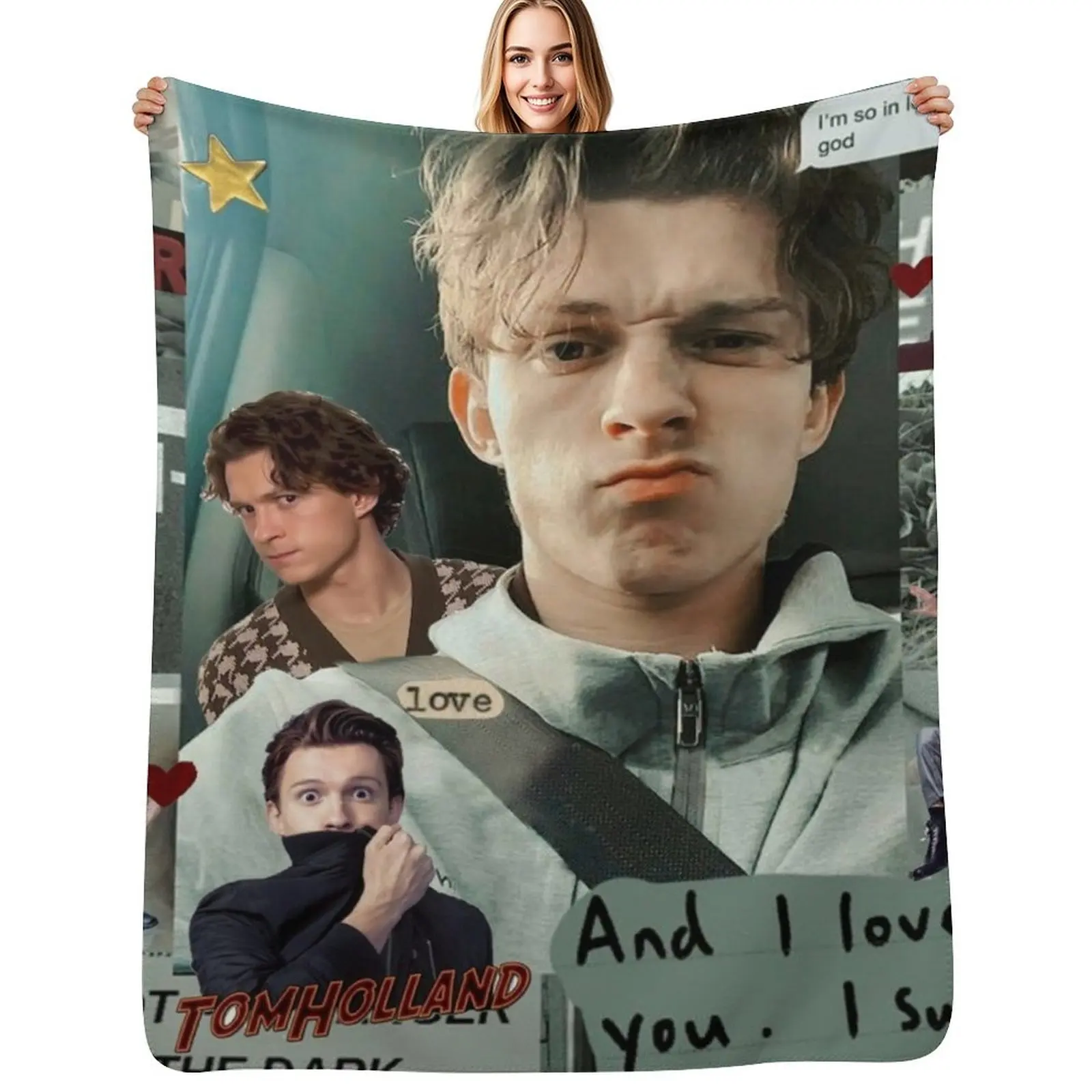 

Tom Holland collage Throw Blanket Color Fast Cozy Throw Blanket