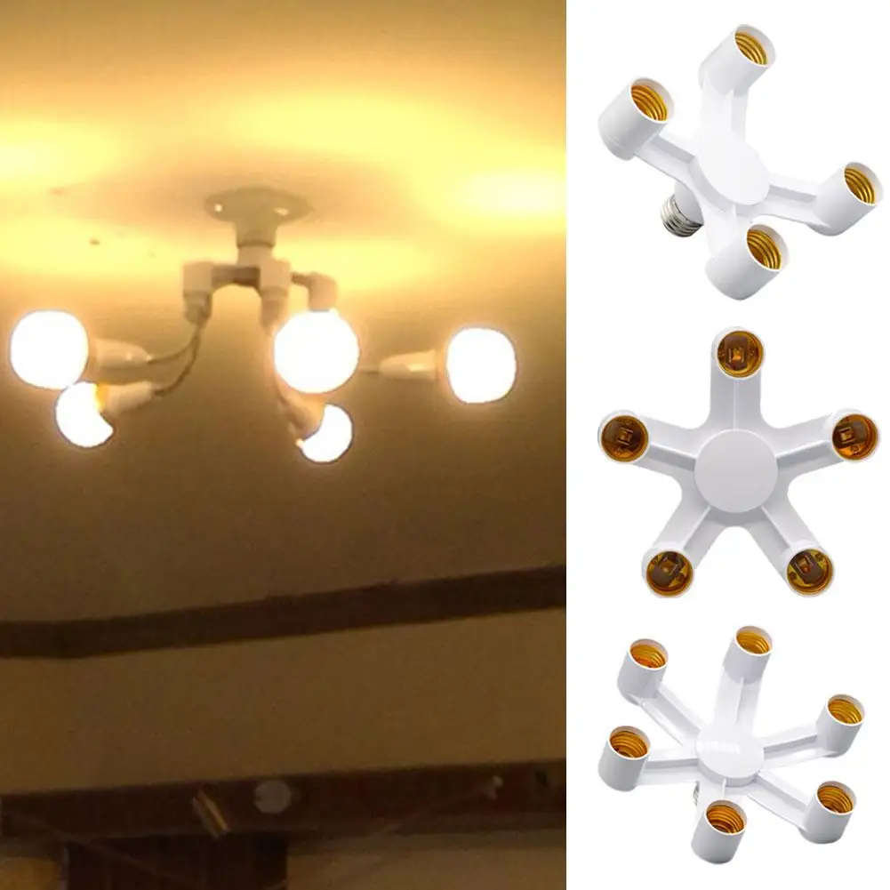 1 szt. Rozgałęźnik do żarówek LED E27, 4 w 1/5 w 1/6 w 1, gniazdo E27, adapter do żarówek LED