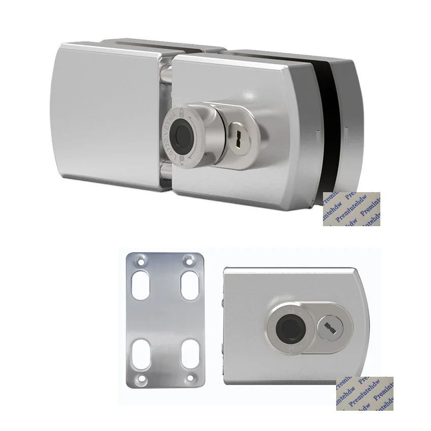 

Rectangle Stainless Steel Smart Bluetooth Fingerprint Entrance Swing Glass Door Lock With Keys For Commerical Office