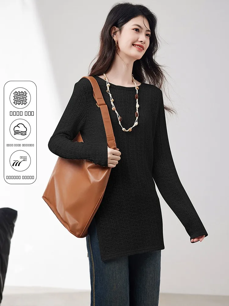 

Вязаный свитер Bla для женщин: новинка весенней коллекции, с боковыми разрезами, премиум-класса, базовый слой, внутренняя одежда, повседневный, комфортный, дышащий