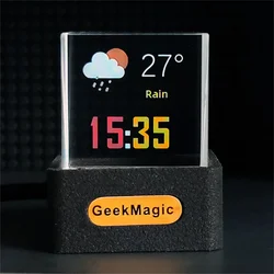 Mini Crystal Display Weather Forecast Gadget with WiFi Desktop Clock Station Digital Clock with GIF Animation and Photo Albums