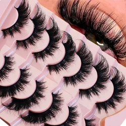 7 Pairs Cat Eye False Eyelashes Winged Lashes Natural Look Fluffy Makeup Eyelashes Extensions For Party Dating Stage Makeup