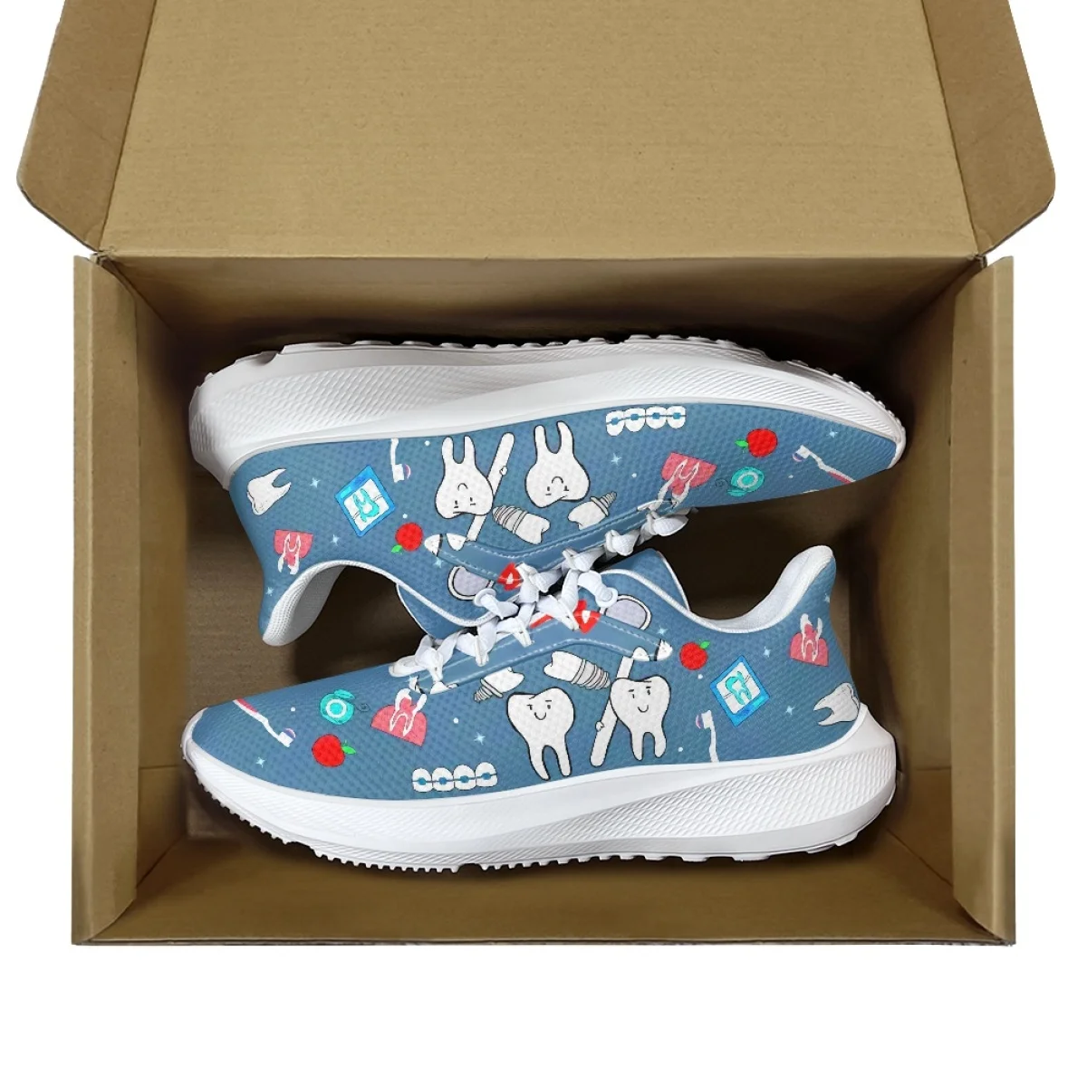 New Fashion Dentist Dental Ladies Nurse Shoes Trend Comfort Soft Round Toe Flats for Female Breathable Jogging Lace Up Sneaker