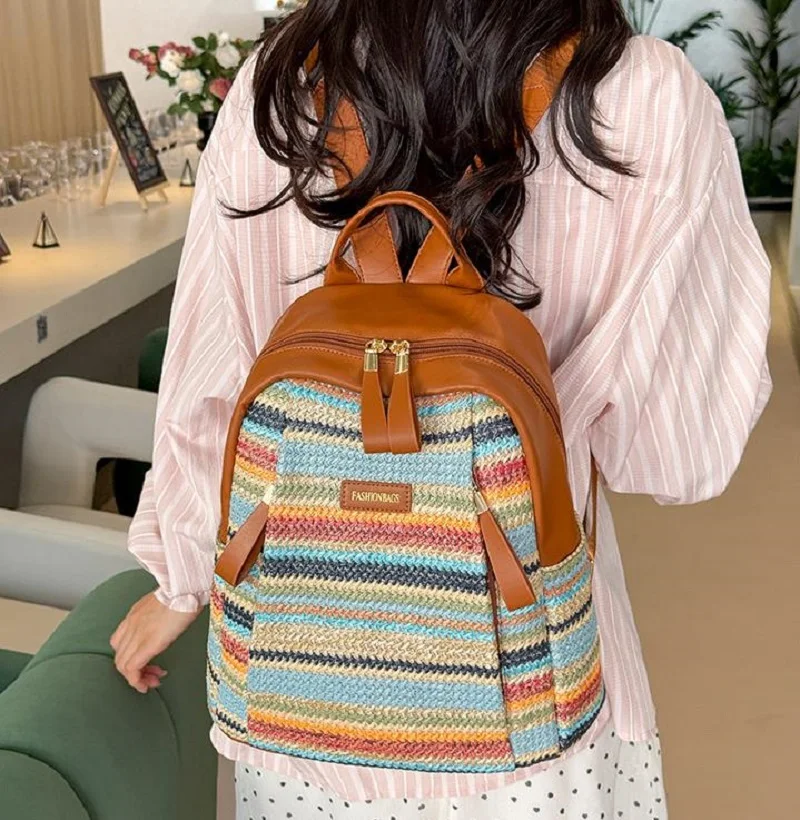 

2026 New Women's Fashion Soft Leather Backpacks Large Capacity Double Zipper Shoulder Bags Travel Backpack Laptop School Bag