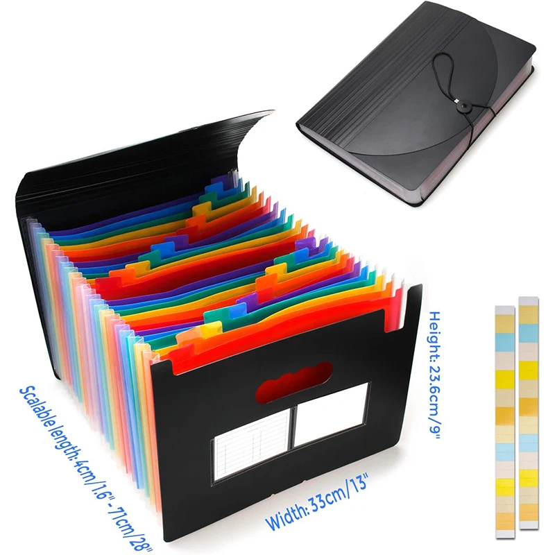 12/24 Pockets Expanding File Folder A4 Letter Size Portable Document Holder Filing Folder Desk Storage Accordion File Product