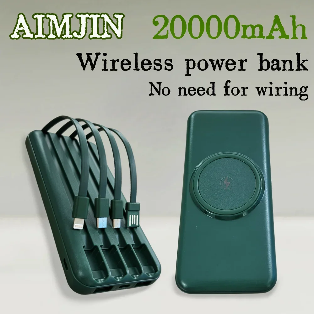 

New Portable Wireless Power Bank 20000mAh High Capacity Polymer Charging External Battery Bank Fast Charging