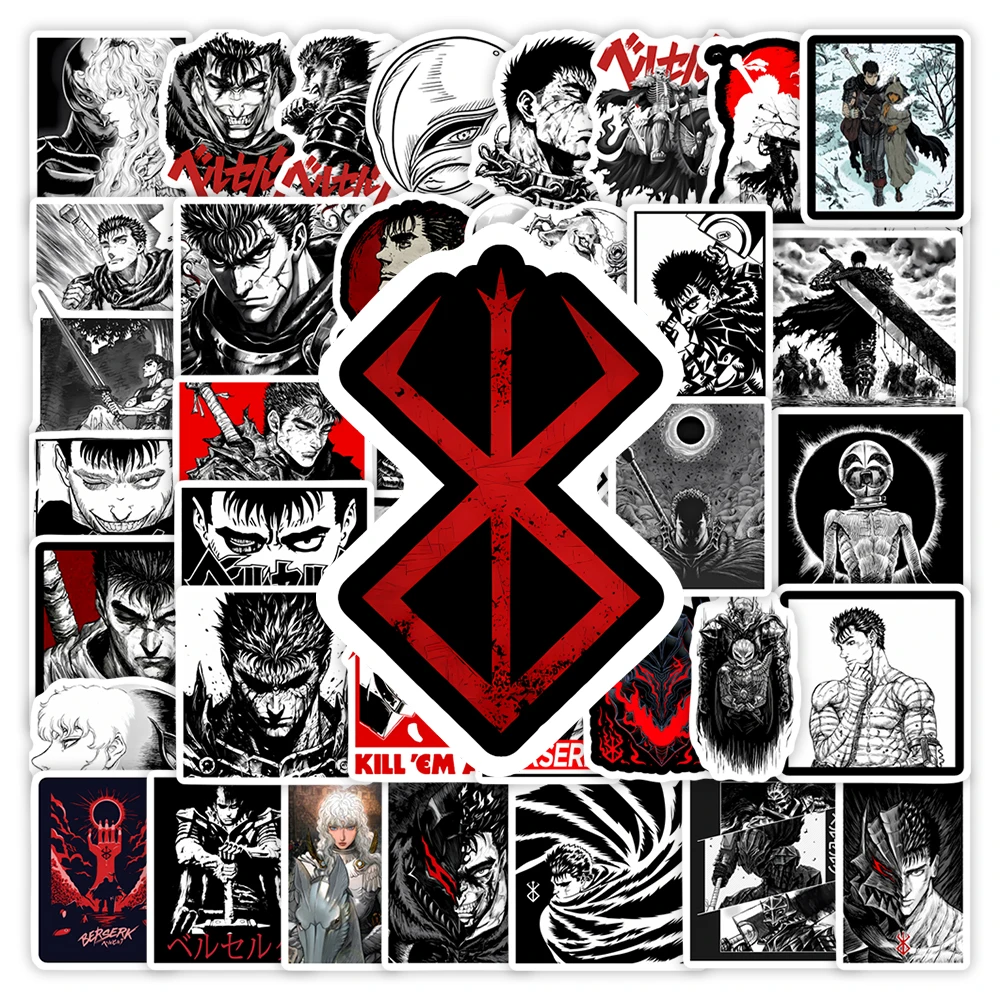 Comics Berserk Stickers Guts Anime Dark Fantasy DIY Gift Waterproof Decal for Laptop Phone Scrapbook Luggage Bottles Decorative