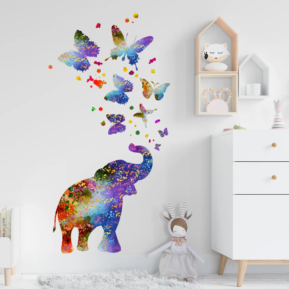 Painted elephant decoratif murale Home Background Wall Decoration Wall Stickers Self-Adhesive Animal Elephant Wall Decal