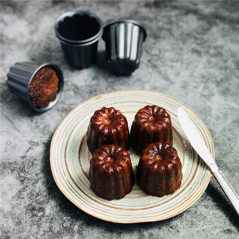 

ABJI-Canele Mold, Cannele Muffin Cup, 18Pcs Non-Stick Cannele Mould Gray-Black Canneles