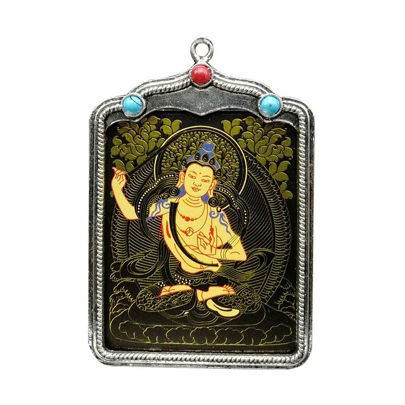 Tibetan hand-painted thangka Nepal Buddhism Pendant Necklaces Tibetan silver Amulet Chinese Style Maitreya Necklace Buddha brand