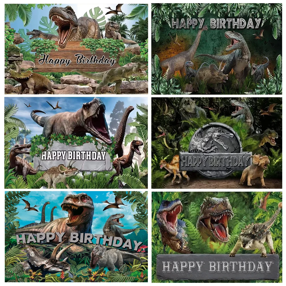 

Jurassic Park Dinosaur World Theme Birthday Party Background Banner Custom Tropical Jungle Backdrop Photography Decor Boy Gift