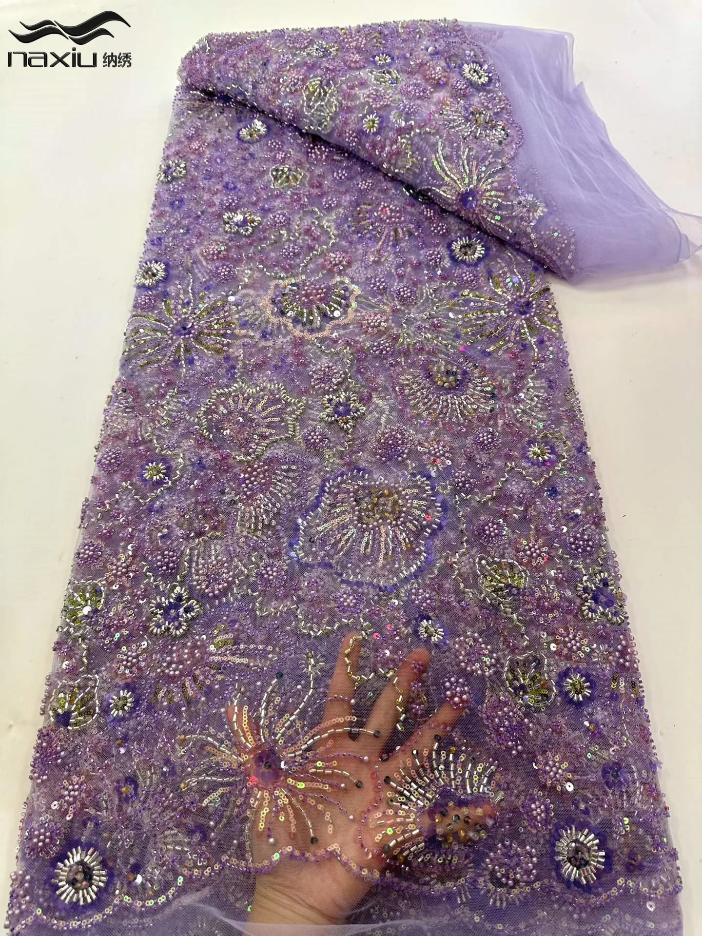 

Кружевная ткань Madison 2026 Africa Groom с бисером, 5 ярдов, высококачественная французская ткань с пайетками для свадебных и вечерних платьев