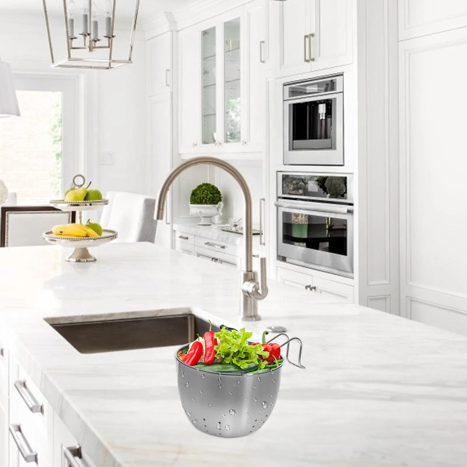 Stainless Steel Sink Drain Basket Smooth Edges Kitchen Sink Food Waste Strainer Corner Drain Basket Multipurpose Kitchen Supply