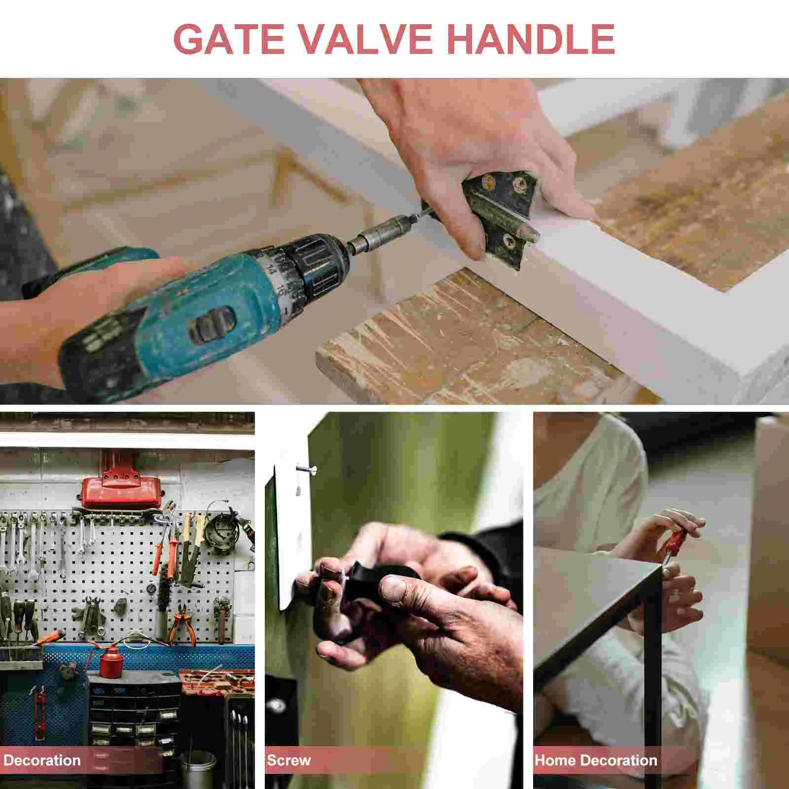 6pcs Red Handle Valve Gate Water Pipe Fitting Cast Iron Brass Fluid Resistance Sealing Easy Open Close Service