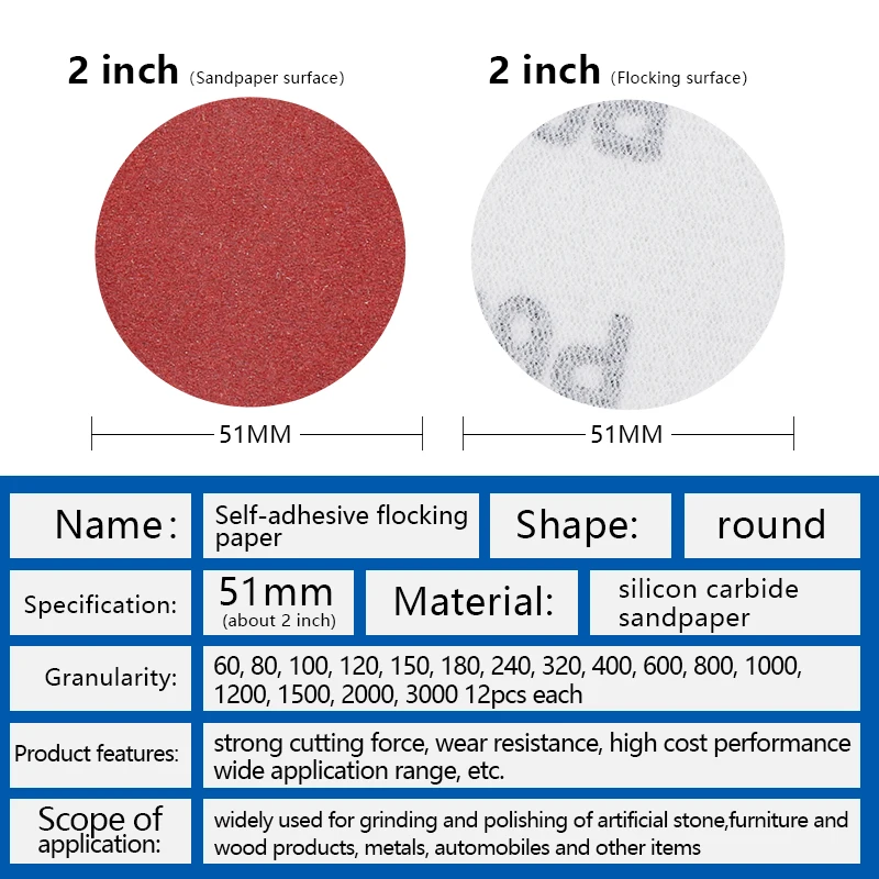 CMCP 60-7000 Grit Sanding Disc Set 2inch Round Abrasive Dry Sandpaper For Polishing Cleaner Tools Sanding Paper