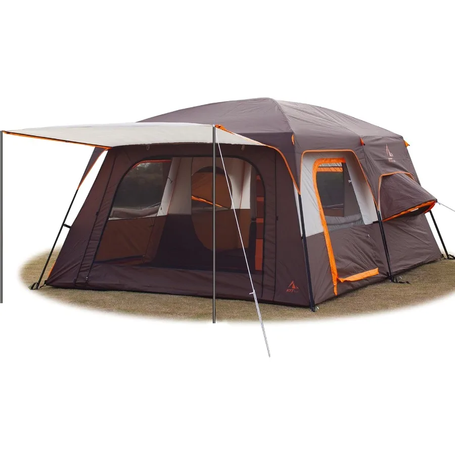 خيمة كبيرة جدًا 6101214 خيام كابينة عائلية لشخصين وغرفتين و3 نافذة مع جدار مستقيم شبكي مقاوم للماء مزدوج La