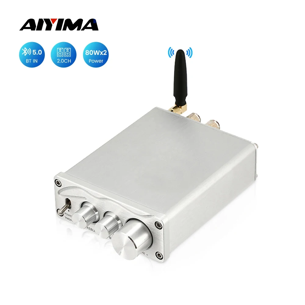 

AIYIMA MA12070 Bluetooth 5,0 усилитель мощности 80Wx2 двухканальный аудиоусилитель HIFI усилитель звука динамик домашний кинотеатр DIY