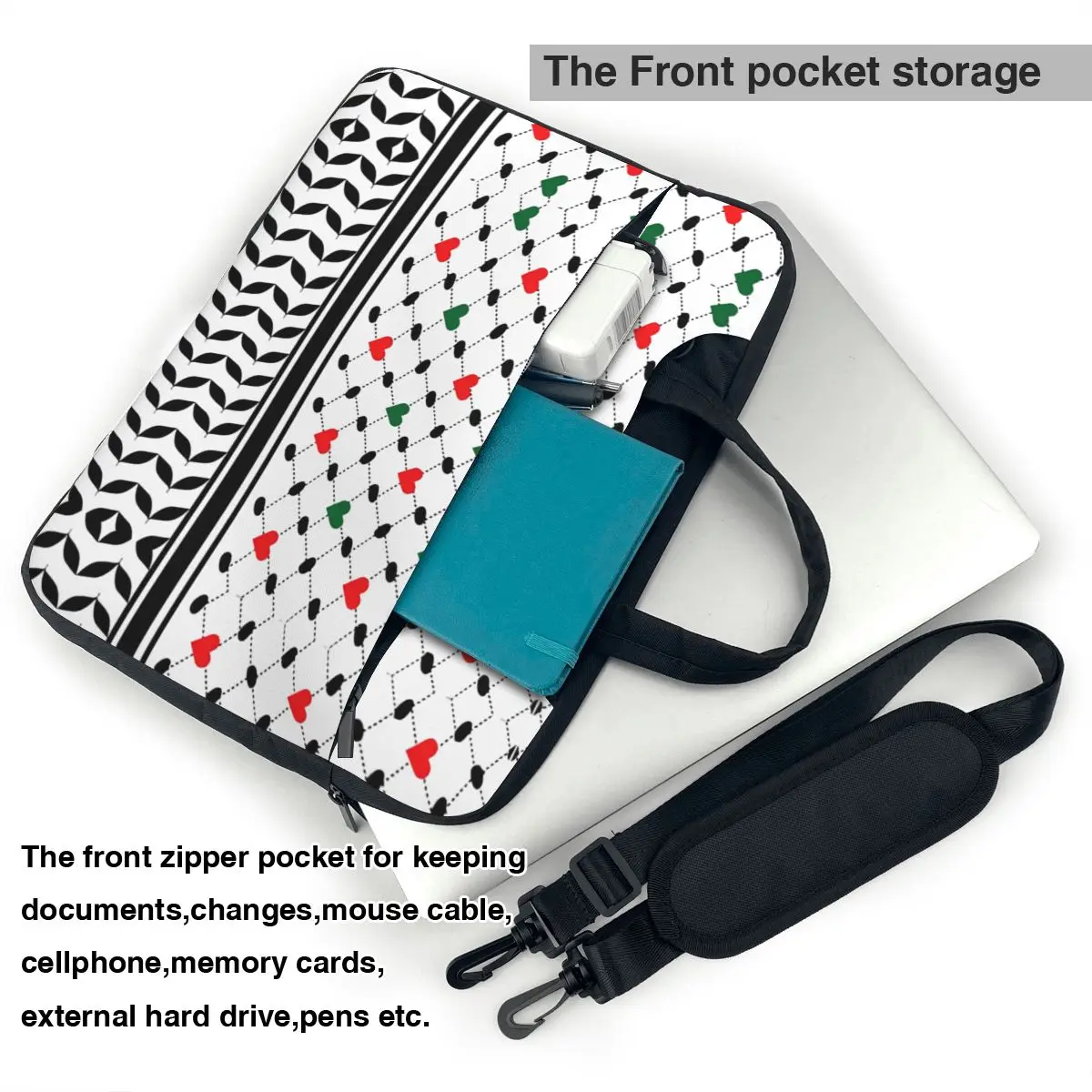 Handbag Laptop Bag Keffiyeh Of Solidarity Shockproof Notebook Pouch For Macbook Air HP Huawei14 15 15.6 Vintage Computer Case